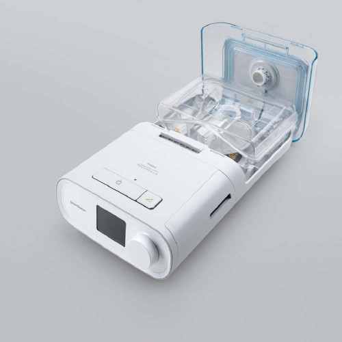 Philips Respironics Dreamstation BIPAP Auto humidifier version, medical respiratory device with removable water chamber and adjustable settings for sleep therapy.