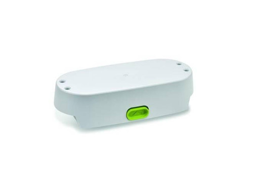 Philips Respironics SimplyGo Mini Extended Lithium Ion Battery, white portable battery with green release button.
