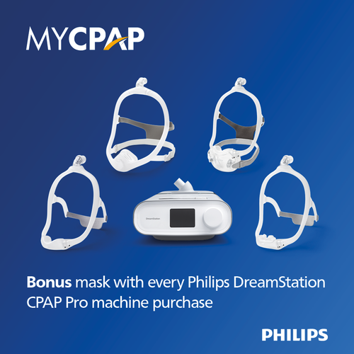 Buy Philips Respironics DreamStation Pro CPAP Machine With Humidifier and receive a bonus Philips mask at no extra charge