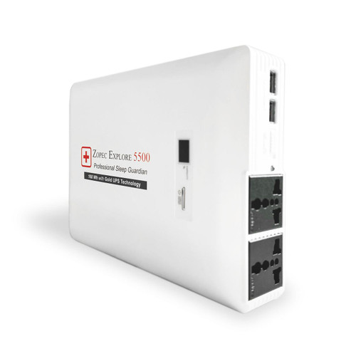Zopec Explore 5500, professional sleep guardian power station with multiple charging ports and advanced UPS technology.