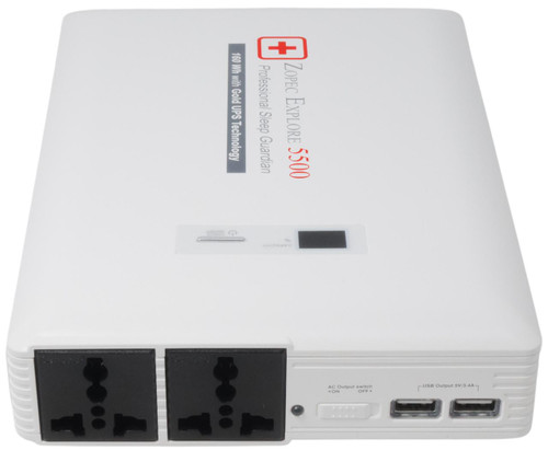 Zopec Explore 5500, portable power station with multiple charging ports and digital display.