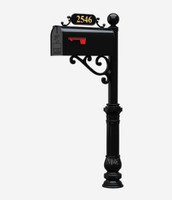 Burnt Hickory Registry - Corinthia Mailbox System (3" Pole, Corinthia Base, T1, 2"  WBB Brass)