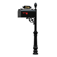 Nature Trail - Charleston Mailbox System with a Standard Mailbox, Charleston MB System with 2" AOD Brass numbers