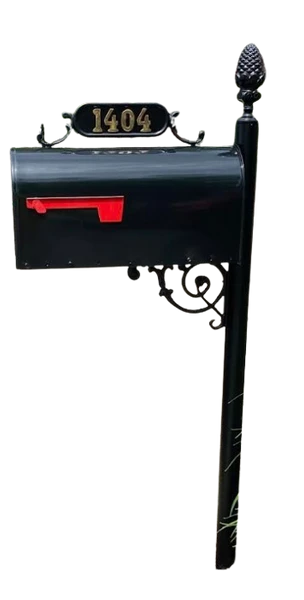 Sterling Crossville - Charleston Mailbox System with a Large Black Box, no Base and 2" Brass numbers