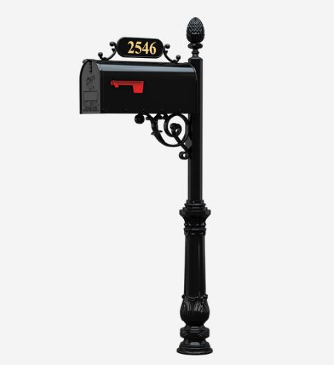 Stuart Park - Charleston Mailbox System (Charleston Mailbox System with a Standard Mailbox - Charleston Bracket  and  2" Brass Numbers