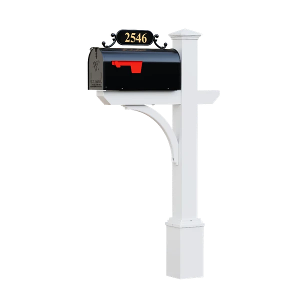 Planterra HOA - Argonne Mailbox with Large Mailbox and 2" Gold Vinyl Numbers