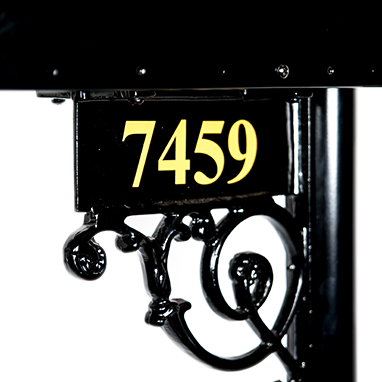 Shakerag  Essex Mailbox Bracket with 2" Gold Vinyl Numbers