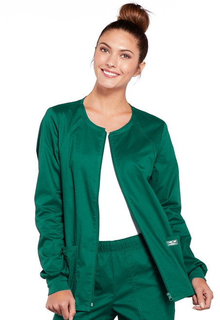 Workwear Core Stretch 4315 Women's Zip Front Warm-Up Scrub Jacket Front