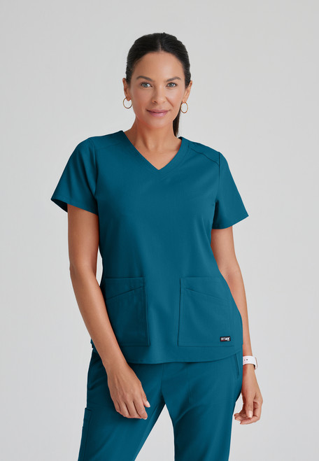 GRST011 Grey's Anatomy Spandex Stretch Women's Emma Scrub Top By Barco Front Image