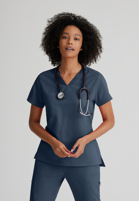 GVST028 Grey's Anatomy Spandex Stretch Women's Bree Scrub Top By Barco Front Image