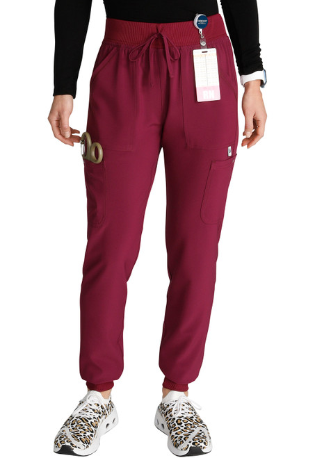 Cherokee CK249A Women's Natural Rise Jogger Scrub Pants - Front