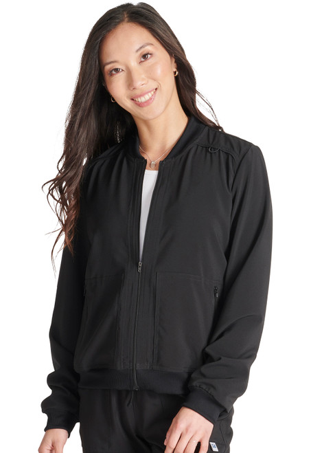 Cherokee CK349A Women's Zip Front Bomber Scrub Jacket - Front Image