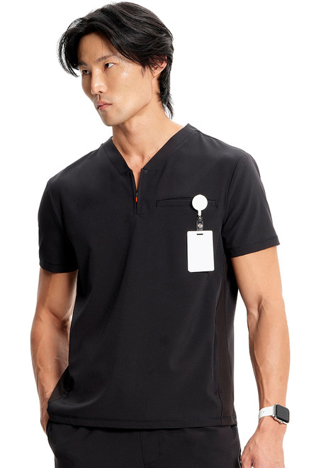 Cherokee Infinity GNR8 Men's Partial Zip V-Neck Scrub Top Front