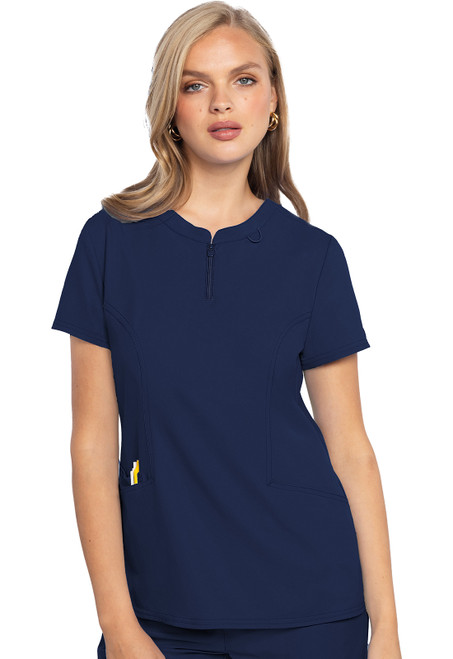 Insight MC609 Zip Front Henley Scrub Top Front Image