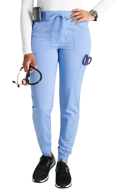 Cherokee Atmos CK138A Mid Rise Pull-on Premium Stretch Jogger Scrub Pants for Women Front