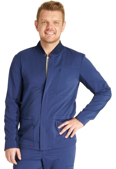 Cherokee Atmos CK329A Men's Zip Front Scrub Jacket Front Image