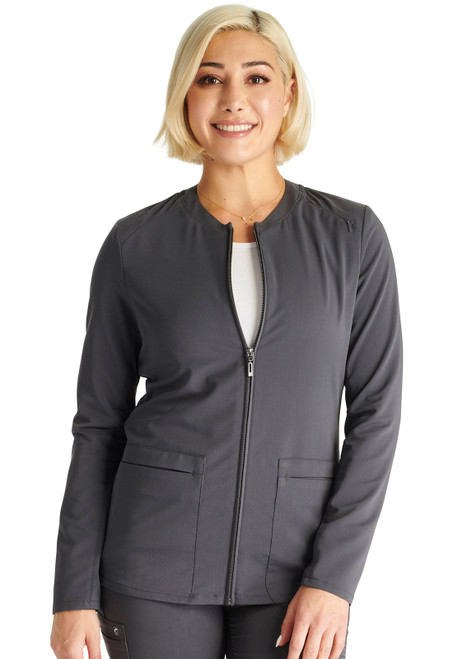 Cherokee Atmos CK356A Premium Zip Front Scrub Jacket for Women Front