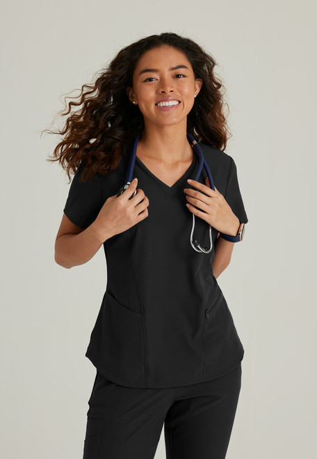 Skechers Vitality SKT092 Women's Electra Three Pocket V-Neck Scrub Top Model Image