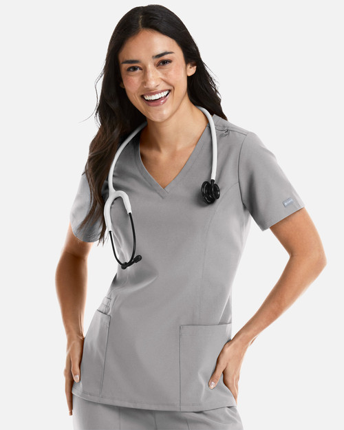 Momentum 5001 Women's Double V-Neck Scrub Top Model Image Front