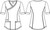 Cherokee Allura CKA688 Women's Mock Wrap Scrub Top with 3 Pockets Line Drawing