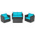 4Pcs Patio Rattan Cushioned Furniture Set-Turquoise - Color: Turquoise D681-HW65410BTU+
