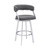 30" Gray And Silver Faux Leather And Iron Swivel Low Back Bar Height Bar Chair N270-477143