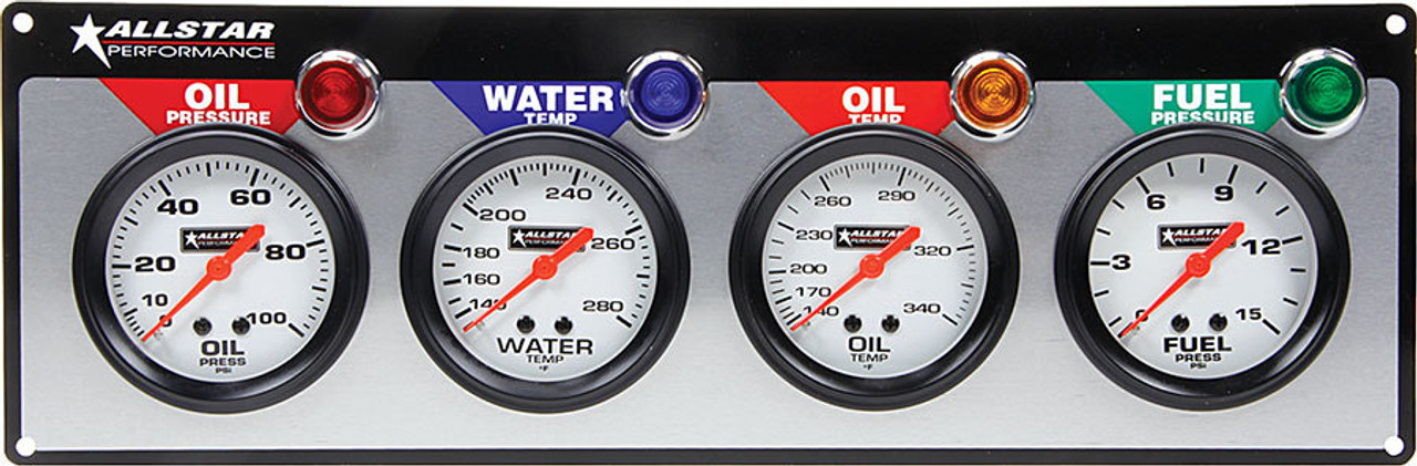 A FUEL PRESSURE ISOLATOR SUCH AS A MALLORY MAL29139 OR QUICKCAR QRP61-300 IS ALWAYS RECOMMENDED WHEN MOUNTING A FUEL PRESSURE GAUGE EQUIPPED PANEL INSIDE A DRIVERS COMPARTMENT
