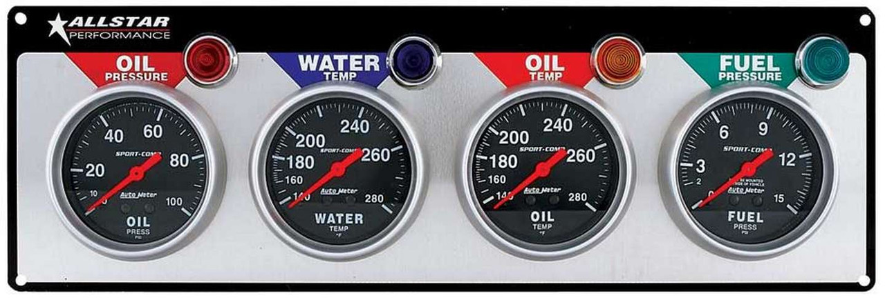 A FUEL PRESSURE ISOLATOR SUCH AS A MALLORY MAL29139 OR QUICKCAR QRP61-300 IS ALWAYS RECOMMENDED WHEN MOUNTING A FUEL PRESSURE GAUGE EQUIPPED PANEL INSIDE A DRIVERS COMPARTMENT