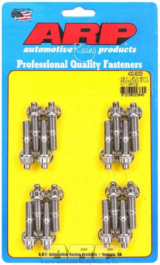 S/S Stud & Nut Kit (16) 8mm x 1.25in x 45mm