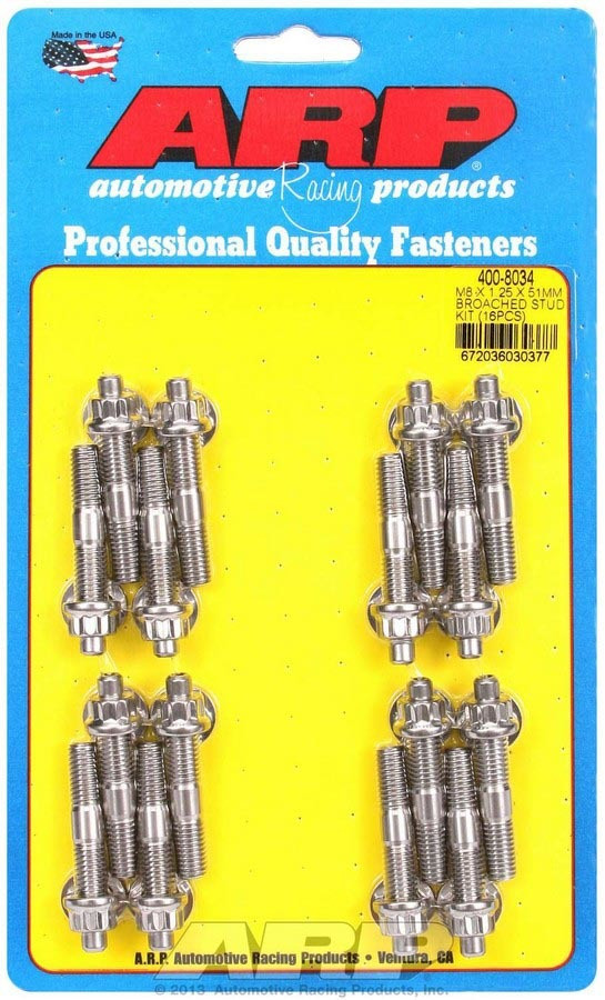 S/S Stud & Nut Kit (16) 8mm x 1.25in x 51mm