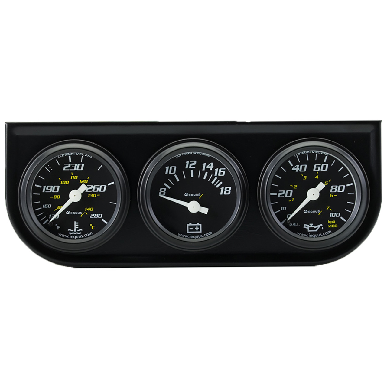 1-1/2 Dia Triple Gauge Set w/Black Panel