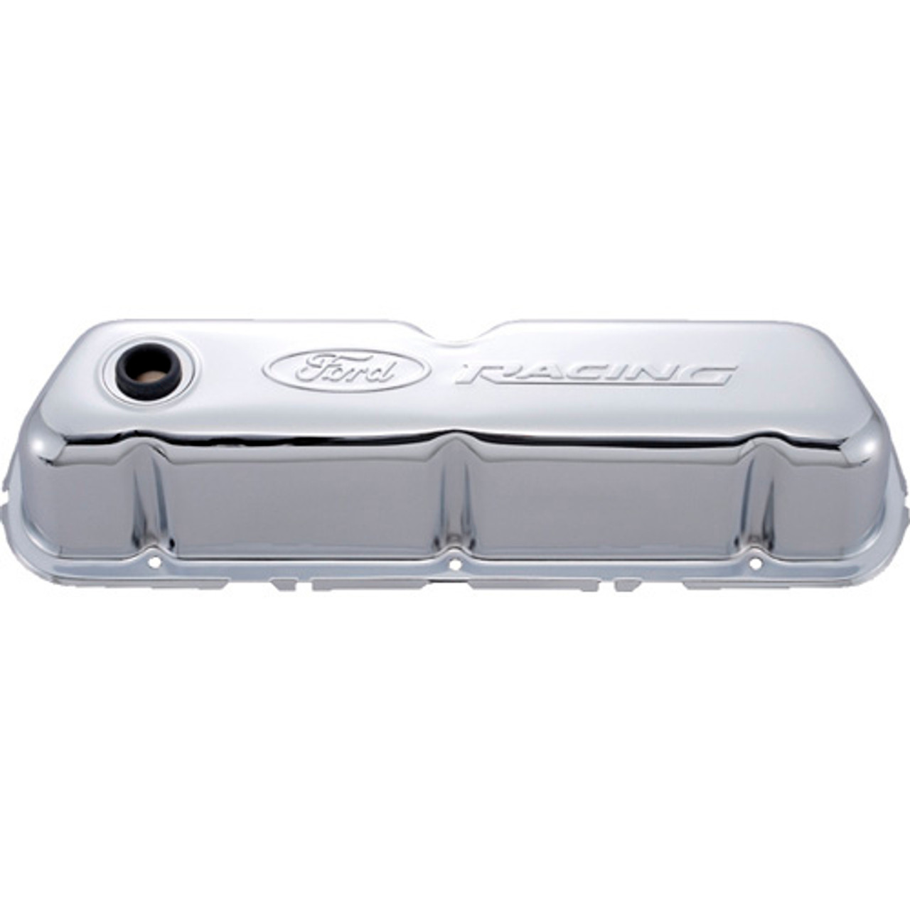 Chrome Steel Valve Cover Set w/Ford Racing Logo