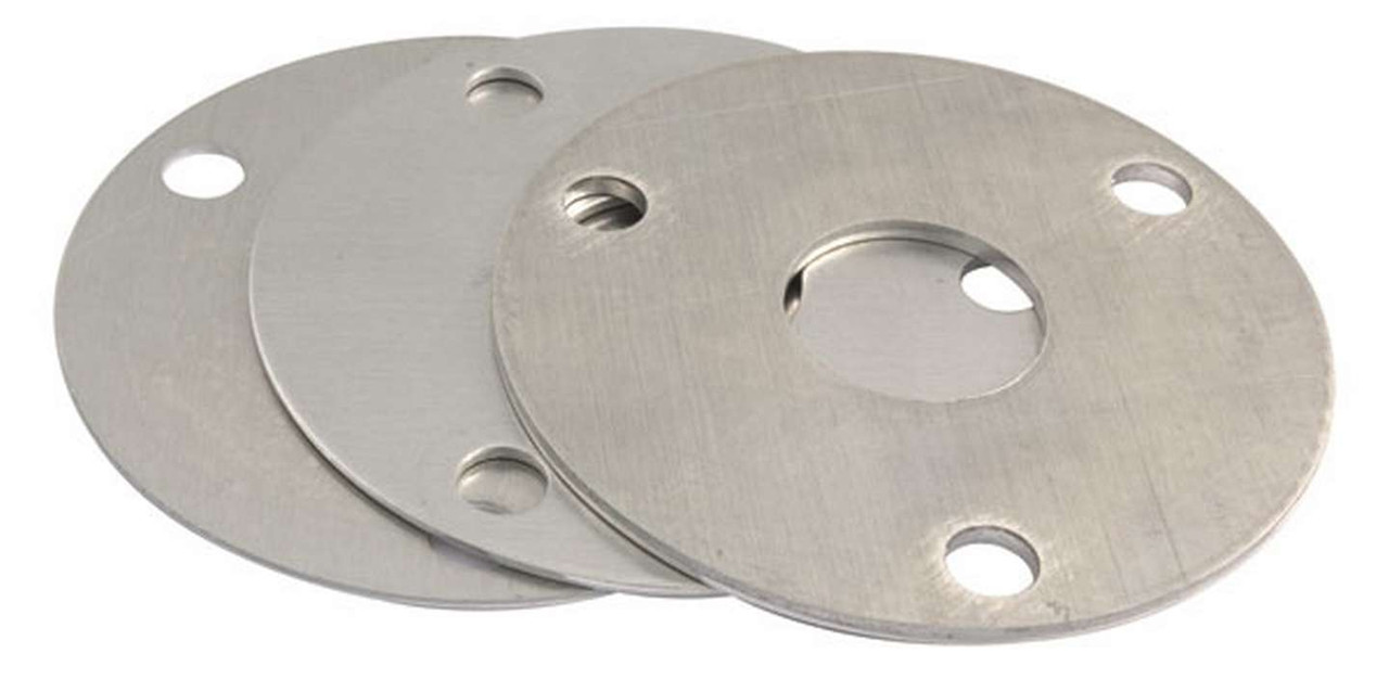 THESE SHIMS ARE MADE OF ALUMINUM AND INCLUDE ONE OF EACH SIZE, 1/16, 5/64, AND 1/8.