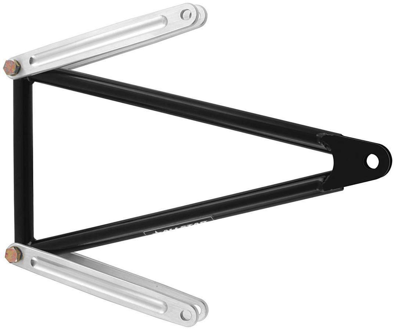 3/8 holes on frame mounts, and 1/2 hole on birdcage mount. DISTANCE STRAIGHT ACROSS 14 DISTANCE CENTER TO CENTER DOWN LEG 14-1/4