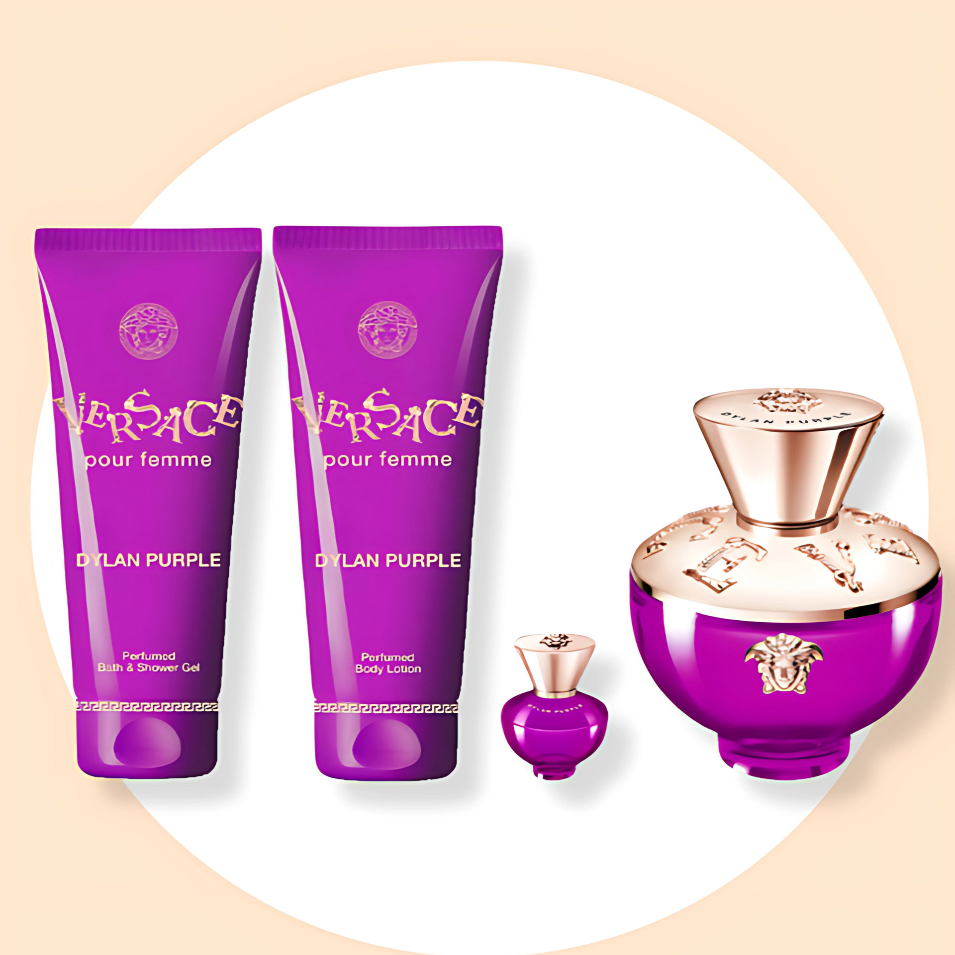 即日発送　VERSACE ディランパープル　セット Versace Dylan Purple 4PCS Gift Set for Ladies