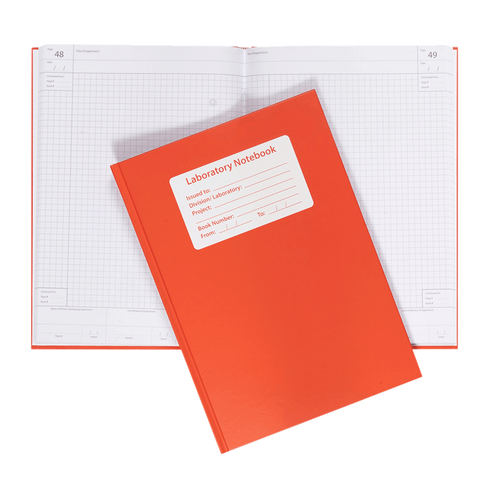 Lab Notebook 128pg Grid Crimson