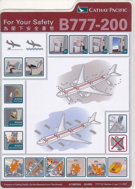 Cathay Pacific Airways | B777-200 | 2011 | Safety Card