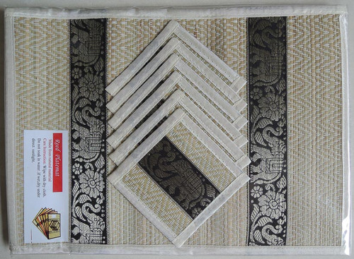Reed Placemats With Coasters | 6-Pack | Cream