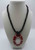 Beaded Necklace & Shell Pendant | Oval Red & White #2