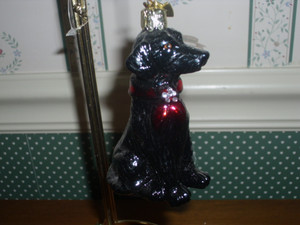 KURT ADLER NOBLE GEMS-3.5" GLASS DOG ORNAMENT-BLACK LAB-NEW IN BOX