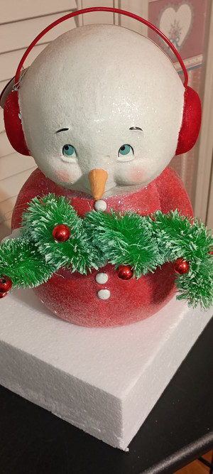 SNOWPIONS COLLECTION BY KRISTI JENSEN PIERRO-PAPER PULP FIGURINE WITH GARLAND