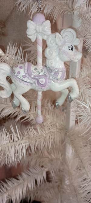 KURT ADLER-4.5" SUGARPLUM CAROUSEL PINK PONY ORNAMENT-NEW