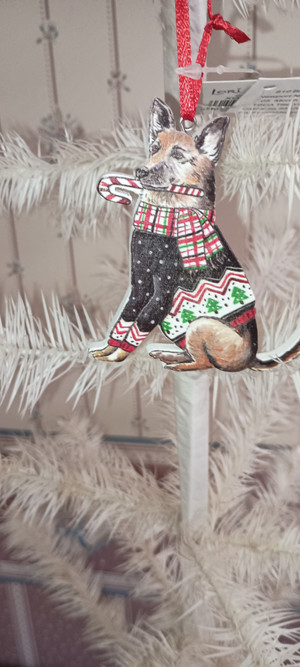 GALLERIE II-PET LOVE DOG ORNAMENT-CANDY CANE DOG-NEW