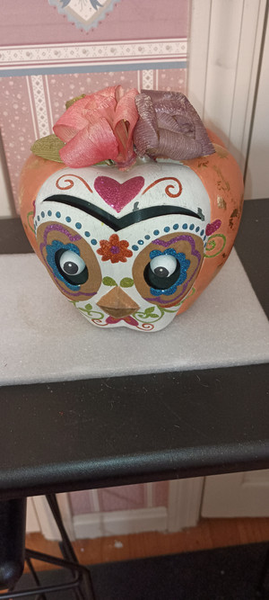 GALLERIE II -HALLOWEEN-DAY OF THE DEAD OWL PUMPKIN FIGURE-2021