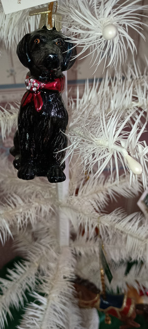 KURT ADLER 3.5" -NOBLE GEMS BLOWN GLASS BLACK LABRADOR RETRIEVER ORNAMENT
