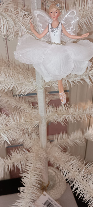 KURT ADLER-2025-WHITE & SILVER FAIRY BALLERINA ORNAMENT-B-AS SHOWN-NEW
