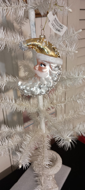 KURT ADLER-2025 GLASS CELESTIAL MOON SANTA ORNAMENT-NEW
