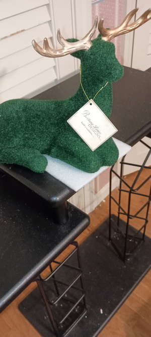 BETHANY LOWE-HOLIDAY-2021-CHRISTMAS LARGE EMERALD FLOCKED DEER-NEW