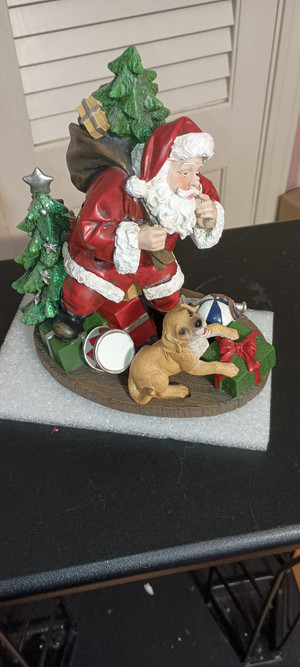 ROMAN- SANTA WITH DOG FIGURINE-NEW IN BOX