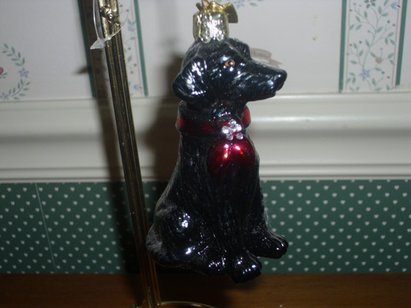 KURT ADLER NOBLE GEMS-3.5" GLASS DOG ORNAMENT-BLACK LAB-NEW IN BOX